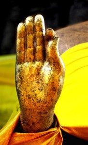 The hand of Golden Buddha image.